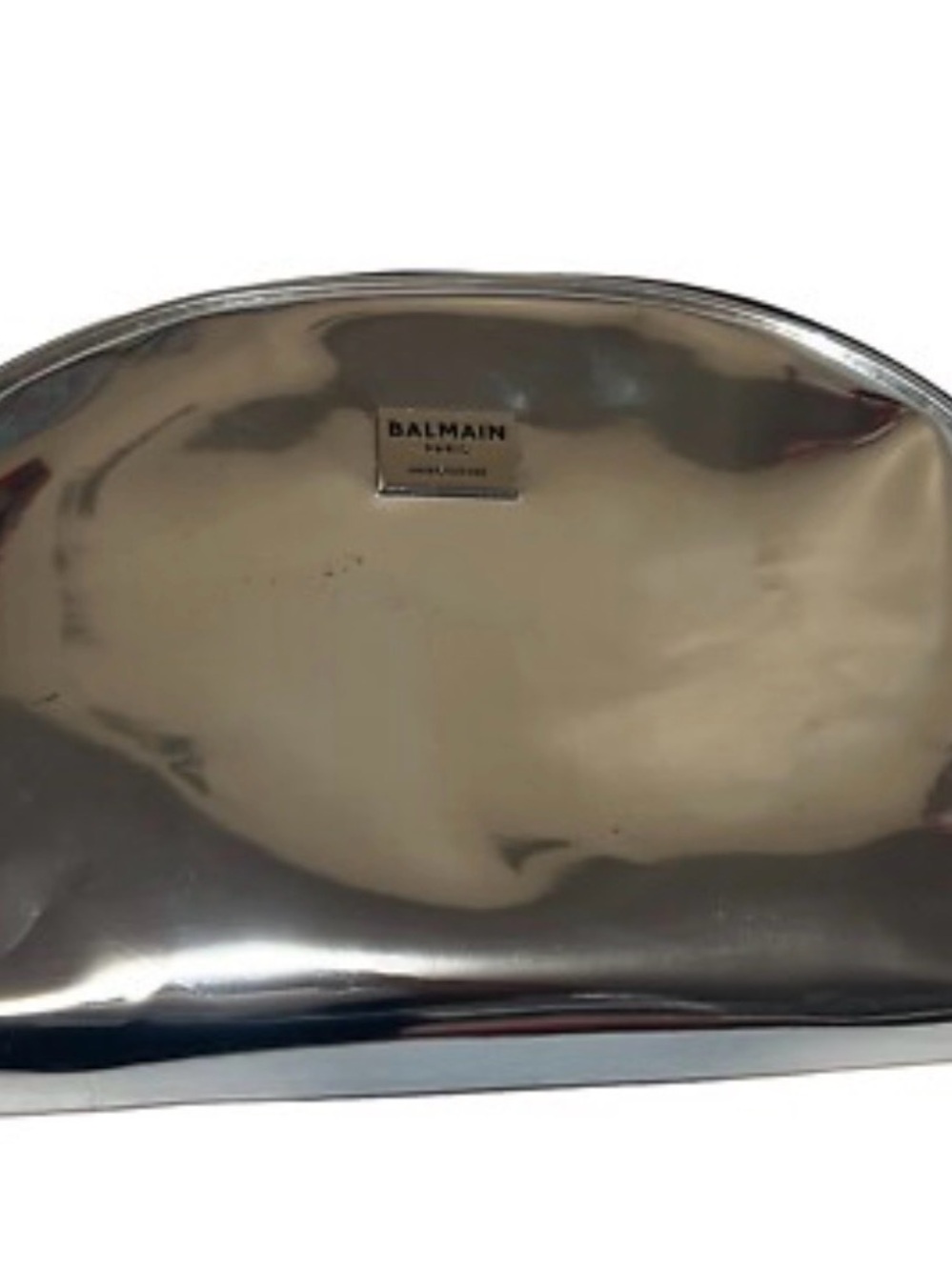 Balmain Paris Hair Couture Silver Metallic Clutch Makeup Cosmetic Pouch